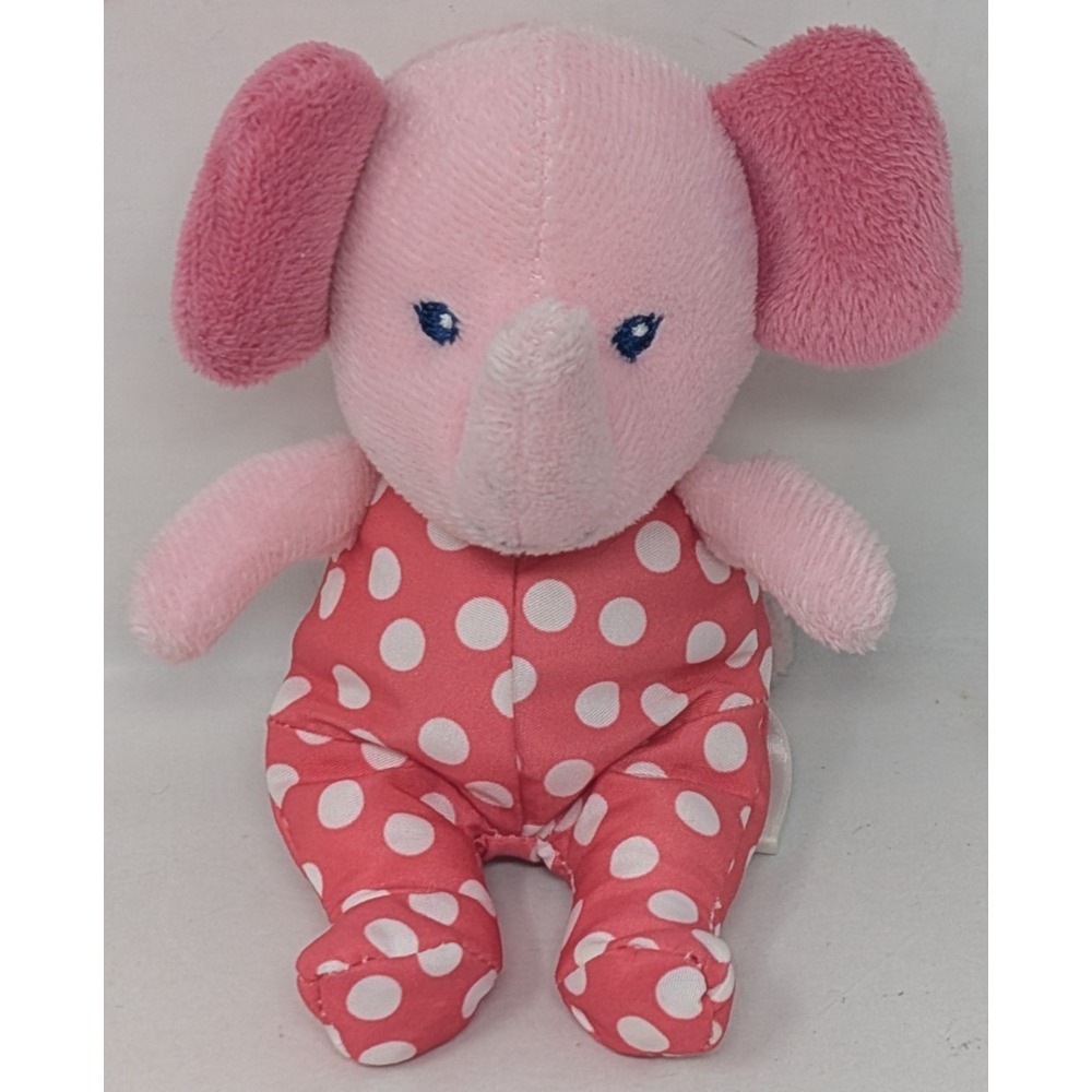 Garanimals Baby Plush Rattle Pink Elephant Polka Dot 2014 Small Prestige Toy VTG